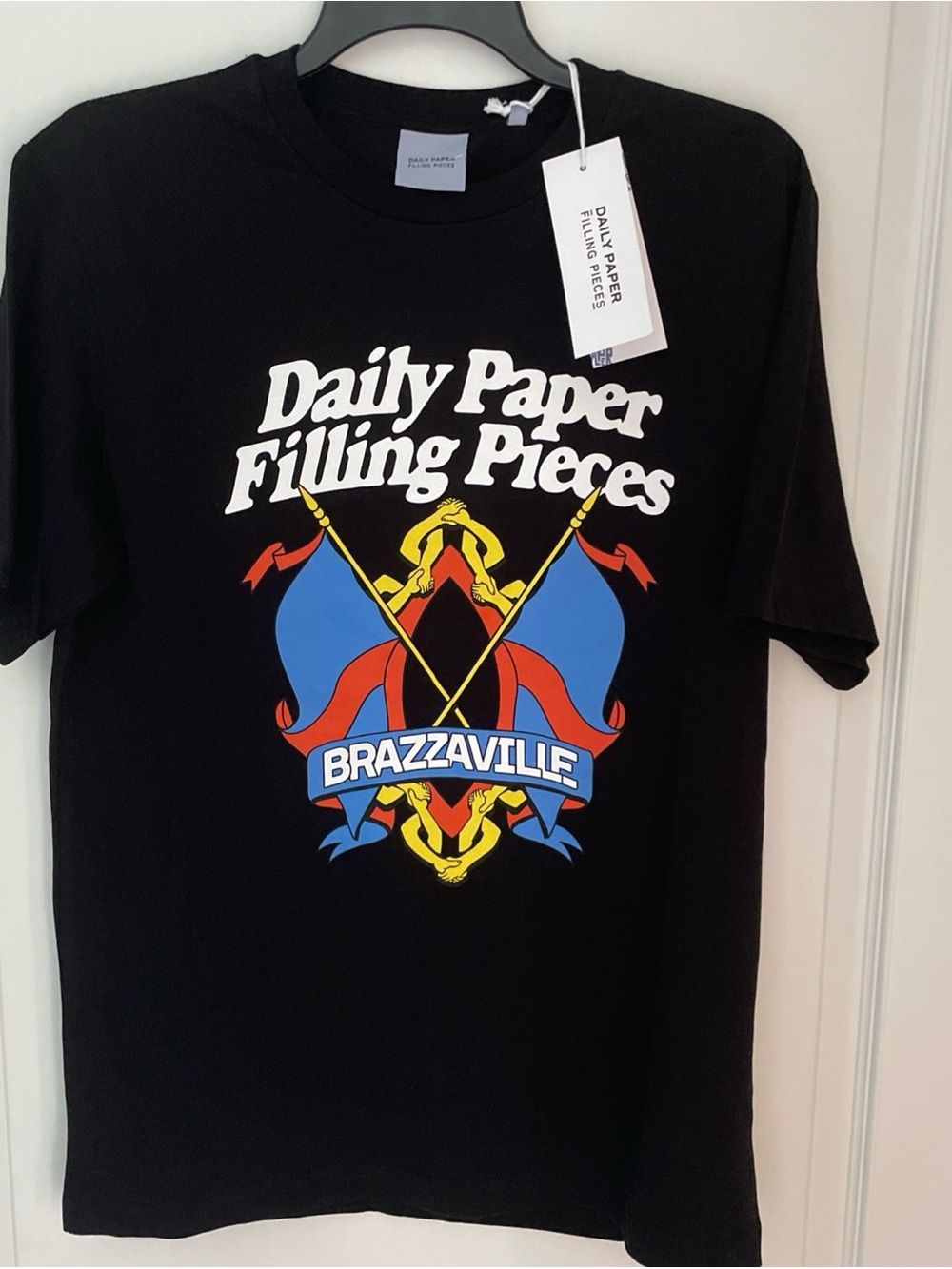 Daily Paper Filling Pieces Brazzaville Short Sleeve T-Shirt Size Small Black NWT